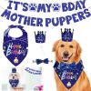 aDog Birthday Bandana Hat Set Dog Birthday Party Supplies Cute Dog Birthday Banner Decoration with Hat Bandana Bowtie