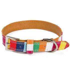 Colorful Rainbow Pu Leather Pet Dog Collar - Designer Collar For Big And Small Dogs