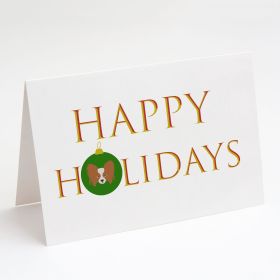 Papillon - Dog Face Happy Holidays Christmas Greeting Cards Pack of 8 Blank Cards with Envelopes Whimsical A7 Size 5x7 Blank Note Cards