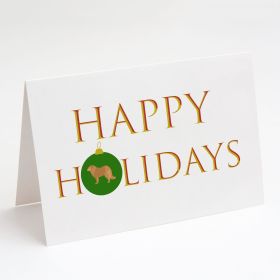 Caucasian Shepherd Dog Happy Holidays Greeting Cards Pack of 8 Blank Cards with Envelopes Whimsical A7 Size 5x7 Blank Note Cards