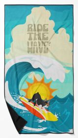Surfer Dog Boston Terrier Premium Beach Towel Oversized Towel Beach Blanket, Pool, Beach Essentials, Yoga, Premium Bath Towel, Quick Dry Plush