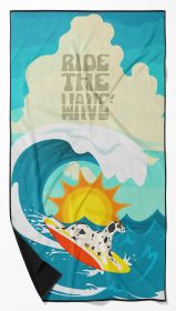 Surfer Dog Dalmatian Premium Beach Towel Oversized Towel Beach Blanket, Pool, Beach Essentials, Yoga, Premium Bath Towel, Quick Dry Plush
