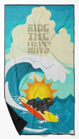 Surfer Dog Black Pekingese Premium Beach Towel Oversized Towel Beach Blanket, Pool, Beach Essentials, Yoga, Premium Bath Towel, Quick Dry Plush