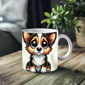 1pc_Cute Dog ceramic cup 11 ounces, coffee/tea/wine glass, suitable for Valentine's Day, birthdays, home decor, holiday
