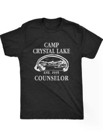 Crazy Dog Mens T Shirt Camp Crystal Lake 1980 Vintage Camping Movie Tee Native American Hot Steam