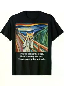 The Scream Graphic Cotton T-Shirt - "They're Eating The Dogs, They're Eating The Cats" Design,