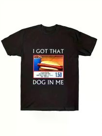 Men'S Cotton Graphic Tee With Hot Dog Print, Casual Style Short-Sleeved T-Shirt
