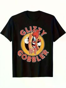 Men's "Glizzly #1 Bobbler" Graphic T-Shirt - Soft Cotton, Breathable & Comfortable with Cartoon Hot Dog Design,