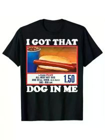 Men's Cotton T-Shirt with Hot Dog Print, 100% Crew Neck Short Sleeve Tee for Casual,