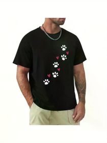 Mens Dog Paw Print T Shirt Short Sleeves T Shirt Casual T Shirts Novelty Shirt Graphic Tees, All-Season,