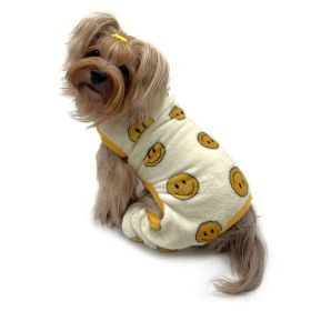 Ultra Plush Happy Face Front Sleeveless Pajamas (Color: White, size: XL)