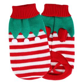 Pet Christmas Turtleneck Sweater Dog Cat Christmas Clothes Snowman Stripes Costume Winter Holiday Sweater for Small Medium Kitten Puppy Cats Dogs (Option: PetSweater FurballXL)
