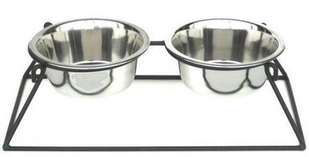 Pyramid Elevated Double Dog Feeder (Option: Medium/White)