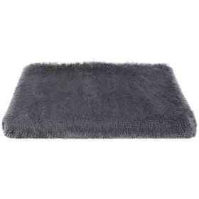 Dog Bed Soft Plush Cushion Cozy Warm Pet Crate Mat Dog Carpet Mattress with Long Plush for S/M Dogs (Option: DogMat L)