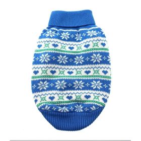 Combed Cotton Snowflake and Hearts Dog Sweater (Color: Blue, size: 3X-Large)