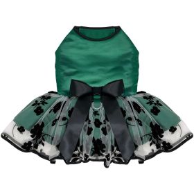 Green and Black Satin Dog Dress (size: small)